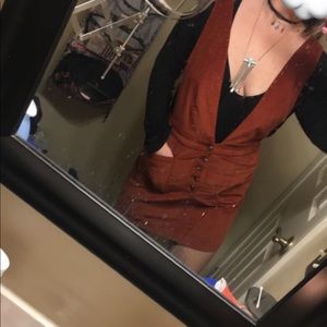 Free people rustic orange corduroy overall dress